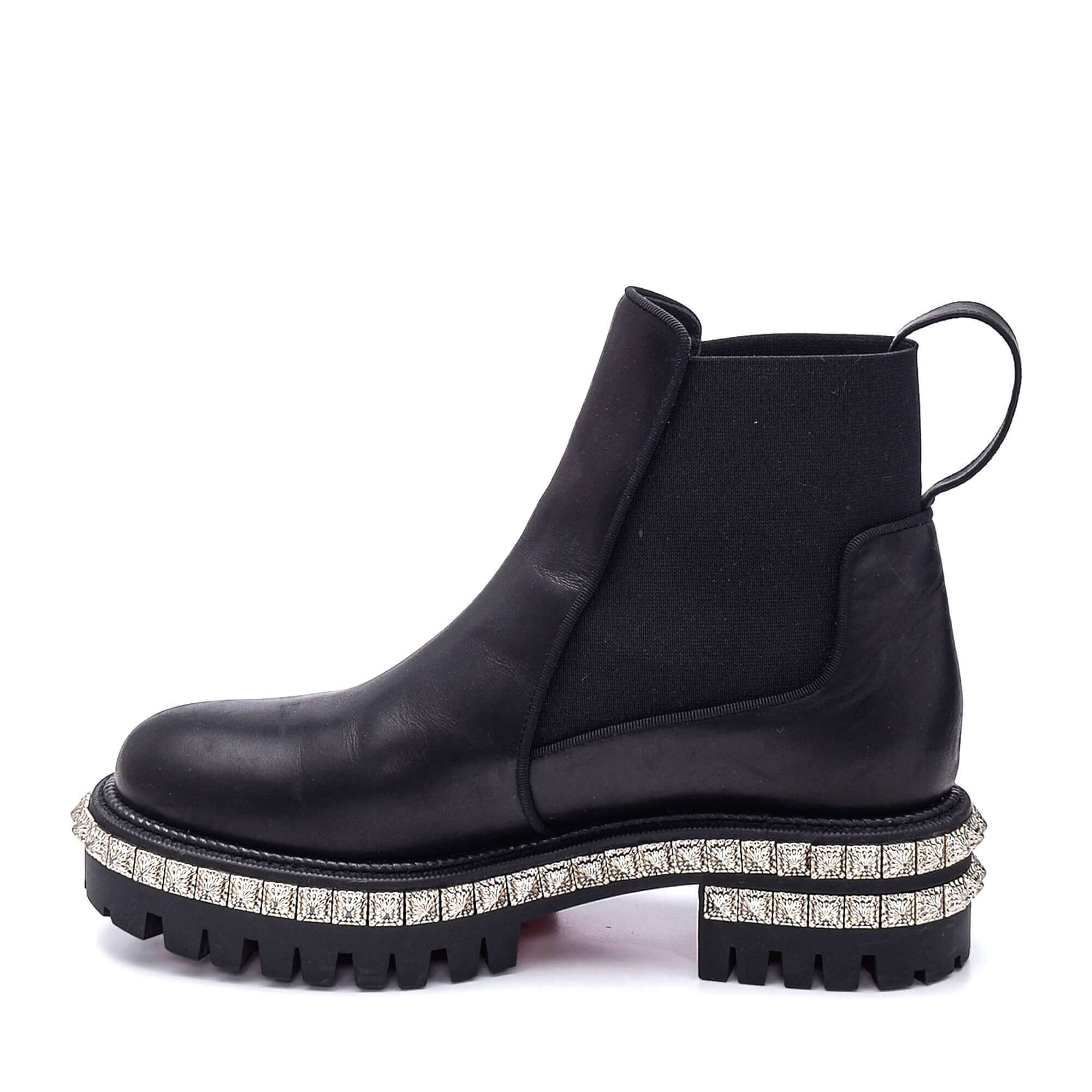 Christian Louboutin - Black Leather Studded By The River Chelsea Boots/37.5